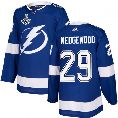 Adidas Tampa Bay Lightning #29 Scott Wedgewood Blue Home Authentic Youth 2020 Stanley Cup Champions Stitched NHL Jersey->youth nhl jersey->Youth Jersey